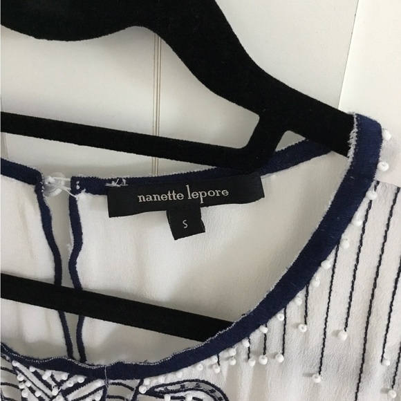 Nanette Lepore, White and Blue Blouse Size S - Picture 5 of 5